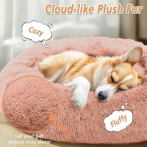 Vista 288 de JOLLYVOGUE Cama Calmante para Perros Pequeños - Cama para Perros Pequeños en Forma de Dona Lavable de 23 Pulgadas para Gatitos y Cachorros, Camas