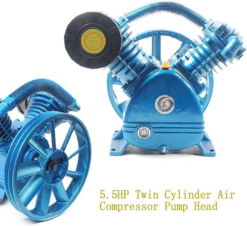 Vista 7 de 5HP 2 pistón V estilo doble cilindro compresor de aire bomba motor cabeza doble etapa herramienta de aire portátil de bajo ruido