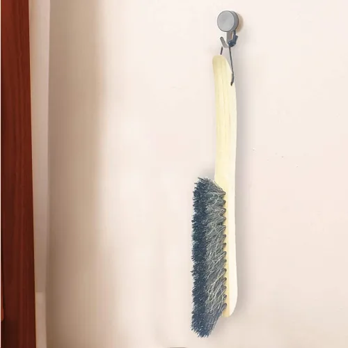Vista 7 de Cepillo de mostrador para muebles, patio, carpintería, limpieza de dibujo, mango de madera con cerdas de crin de caballo, escoba de mano de 13