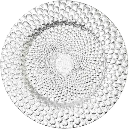 Vista 14 de Simply Elegant Placa de carga de plástico grabada a rayas, placa de servicio para fiestas, cenas, bodas, quinceañeras y eventos, 13 pulgadas