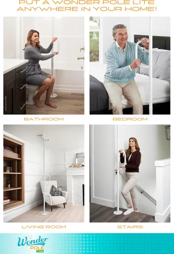 Vista 3 de Stander Wonder Pole Lite - Barra de seguridad ajustable de suelo a techo con mango de soporte de seguridad para prevención de caídas, poste