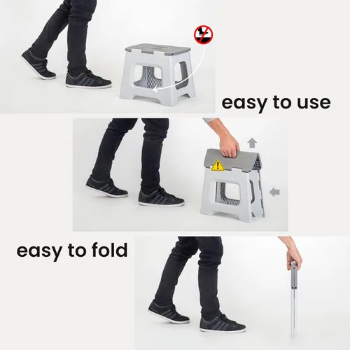 Vista 134 de Vigar Taburete compacto plegable, taburetes de 10-1/2 pulgadas para adultos de hasta 330 libras, taburete ligero, taburete plegable antideslizante