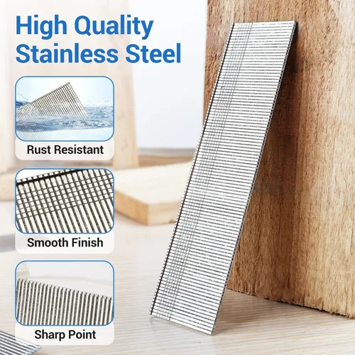 Vista 3 de meite Clavos Brad de Acero Inoxidable Calibre 18, Clavos Brad de 18GA de 3/4 Pulgada, Clavos Pequeños de Acabado de Acero Inoxidable 304