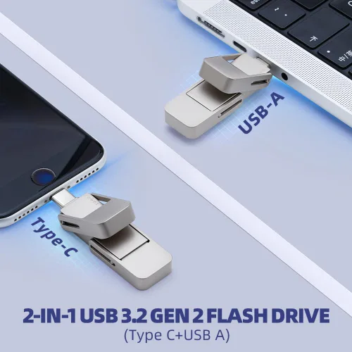 Vista 3 de Unidad USB de 128 GB SSD externo, USB 3.2 Gen 2 A+C Dual Port Portable SSD, hasta 550 MB/s para almacenamiento de datos, disco duro externo