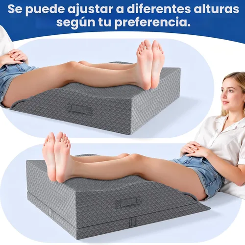 Vista 7 de Almohadas de elevación para pierna después de la cirugía, almohada de cuña ajustable de espuma viscoelástica para lesiones o descanso, almohada