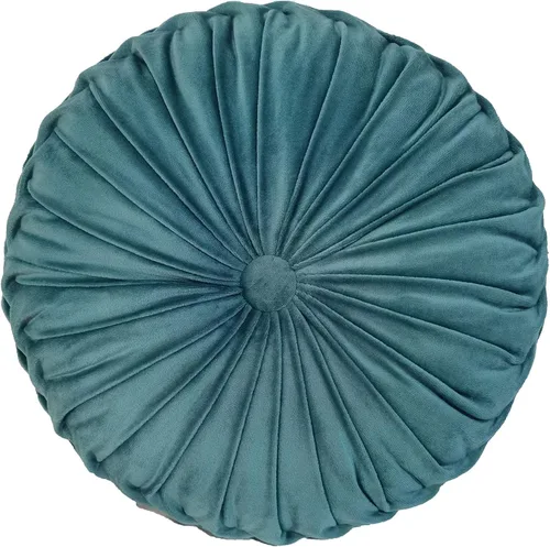 Vista 27 de Teieas Almohada Decorativa Redonda de Terciopelo para Decoración del Hogar Cojín Redondo Plisado para Sofá Silla Cama Automóvil (Albaricoque)