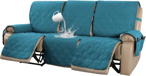 Vista 15 de Turquoize Funda impermeable para silla reclinable pequeña para mascotas reclinables, fundas acolchadas para sofá para cuero antideslizante Beige