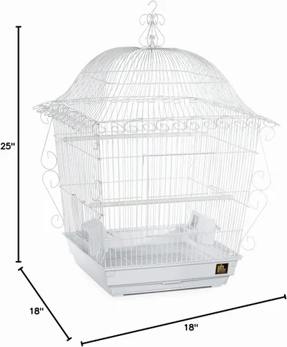 Vista 2 de Prevue Pet Products - Jaula para pájaros de desplazamiento compatible con soporte, color blanco Diseño vintage, espacio para accesorios y perchas