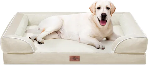 Vista 86 de Comfort Expression - Cama ortopédica para perros pequeños, 20 x 14 pulgadas, cama impermeable y de apoyo de espuma con cojines removibles, sofá