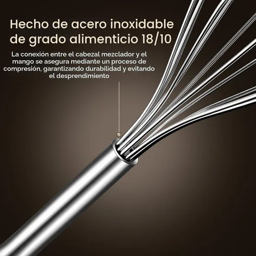 Vista 4 de Batidor pequeño de acero inoxidable, 10 pulgadas Para cocinar, queso, café, harina, huevos. Funciona muy bien para tazas y recipientes pequeños
