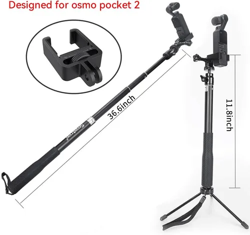 Vista 2 de Smatree Palo selfie telescópico de 36.6 pulgadas con trípode compatible con DJI OSMO Action 6/Osmo 360/Pocket 2, para GoPro Max 2/Lit Hero/Hero