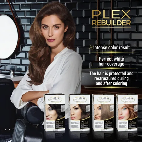Vista 3 de Il Salone Milano Plex Rebuilder - Crema permanente para el cabello, color rubio cobrizo 7.4, kit profesional de tinte para el cabello para un brillo
