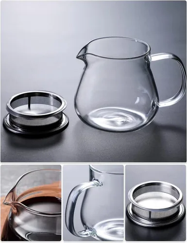 Vista 6 de IwaiLoft Tetera de vidrio con tapa de filtro de acero inoxidable extraíble, apta para estufa y microondas, hervidor de vidrio de borosilicato