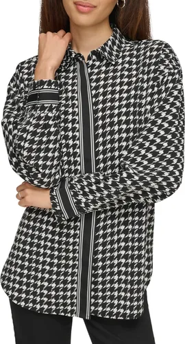 Vista 2 de KARL LAGERFELD Blusa de pata de gallo de gran tamaño para mujer