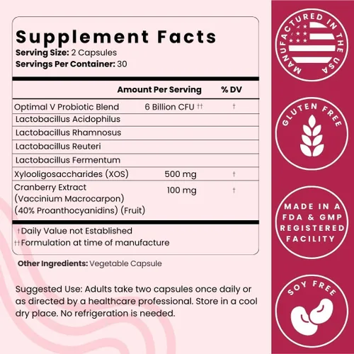 Vista 3 de Optimal Prime Probióticos vaginales para mujeres con prebióticos, extracto de arándano y una mezcla de probióticos Lactobacillus, apoya la flora