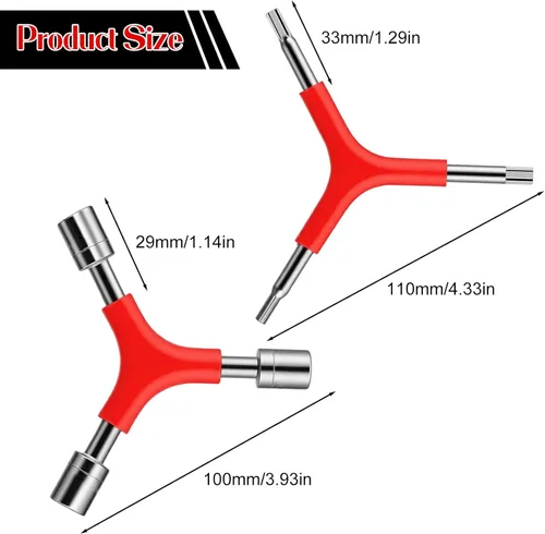 Vista 2 de 4 unids 3 vías llave hexagonal bicicleta herramienta en forma de Y herramientas de reparación de bicicletas llaves externas 4/5/0.236 in tipo Y