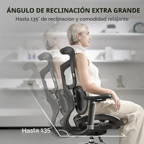 Vista 5 de SIHOO Doro S100 - Silla de oficina ergonómica, soporte lumbar dinámico Negro