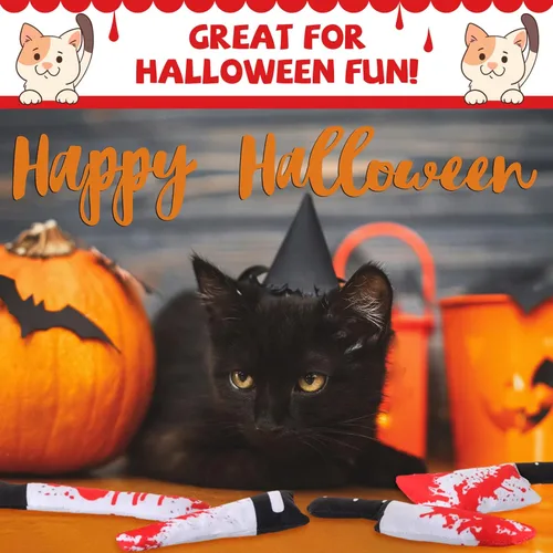 Vista 4 de Honoson 8 piezas de hierba gatera para gatos, juguetes de terror con forma de cuchillo de gato con forma de gato arrugado, juguetes de sonido