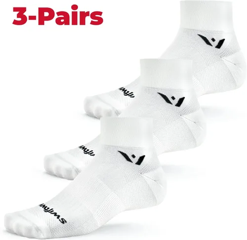 Vista 2 de Swiftwick - Calcetines ASPIRE QUARTER CREW para correr y ciclismo, ligeros, ajuste de compresión