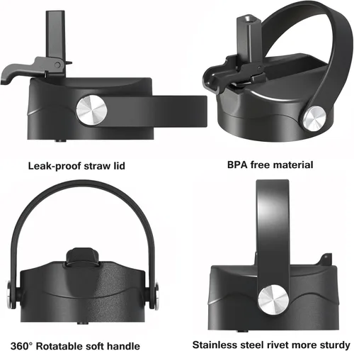 Vista 6 de Tapa de popote para botella de agua de boca ancha Hydro Flask de 32 onzas y 40 onzas, tapas superiores con popote para boca ancha Hydroflask