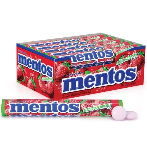 Vista 8 de Mentos - Rollo de caramelos masticables sabor a menta y canela, que no se derriten, para fiestas, 1.32 onzas (paquete de 15 unidades)