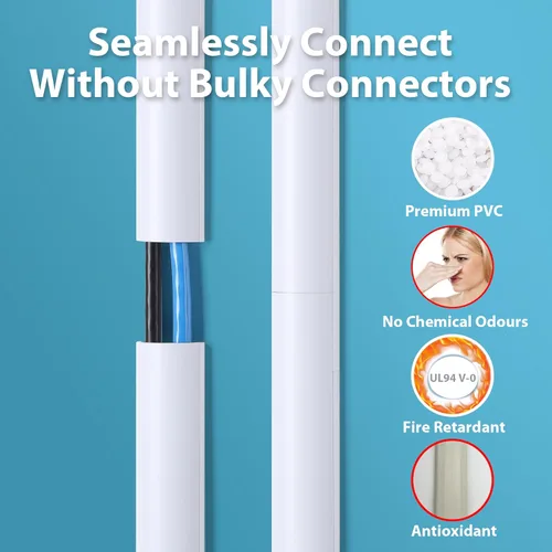 Vista 5 de ZhiYo Ocultador de cable de 39 pulgadas (3 piezas de 13 pulgadas de largo cada una), para 1-2 cables, cubiertas de cable autoadhesivas para cables