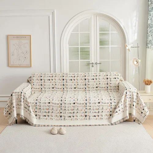 Vista 26 de ROOMLIFE Manta Funda Azteca Bohemia para Sofá, Decoración del Hogar Estilo Granja, Fundas de Sofá para Loveseat, Sofás de 2/3 Cojines, Apta