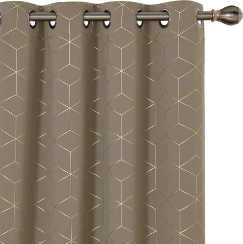 Vista 12 de Deconovo Cortinas opacas, aislamiento térmico y reducción de ruido, estampado de lámina de diamante – ojales en la parte superior, 2 paneles, Negro