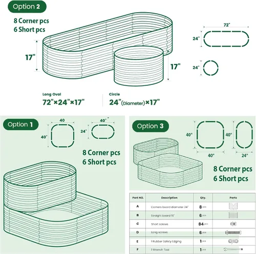 Vista 4 de Olle Cama de jardín elevada de 17 pulgadas de alto, camas elevadas para jardinería, kit de cama de jardín elevada, camas de jardín elevadas al aire