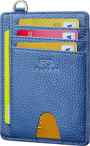 FurArt - Cartera delgada minimalista, cartera para bolsillo delantero, bloqueo RFID, soporte para tarjetas de crédito para hombres