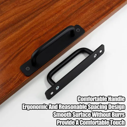 Vista 4 de Hitefu 2 manijas de puerta corrediza estilo granero, manija de puerta de puerta de aleación de aluminio de 5.9 pulgadas, tiradores de puerta