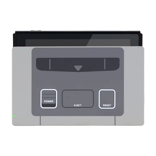 Vista 8 de eXtremeRate SFC SNES - Placa frontal personalizada de estilo europeo clásico para base de carga Nintendo Switch, carcasa de repuesto de agarre suave