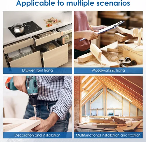 Vista 6 de 2 abrazaderas de instalación frontales de cajón, clips de fijación de cajones de acero inoxidable, plantilla ajustable para carpintería, armarios