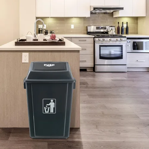 Vista 4 de Kekow Paquete de 4 cubos de basura de plástico con tapa, cubo de basura GraySwing Top, 13 galones