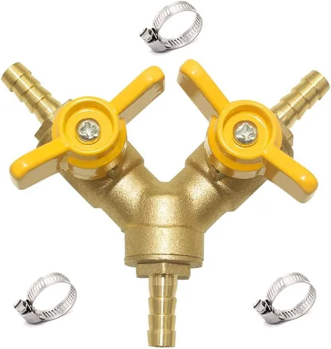 Vista 7 de Hooshing Válvula de cierre de 3 vías de latón de manguera de 1/2 "válvula de bola en forma de Y con abrazaderas inoxidables para agua, combustible