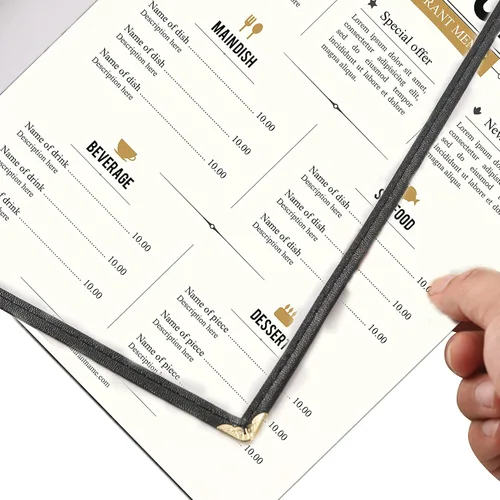 Vista 3 de 2 piezas de fundas de menú de 8.5 x 11 pulgadas, soporte para menú de restaurante, 4 páginas, 8 vistas, funda transparente de menú, se adapta a