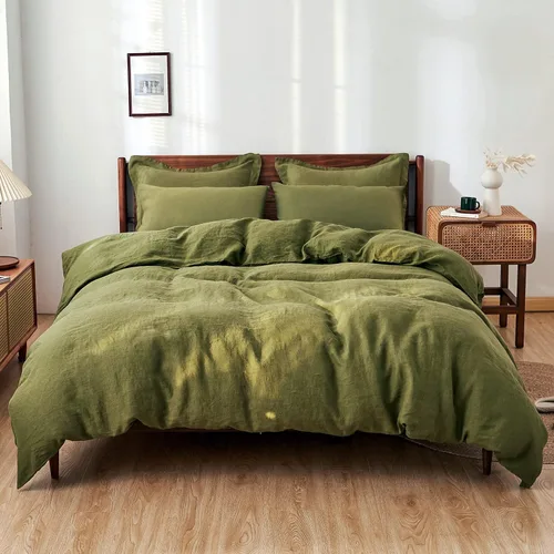 Vista 18 de Simple&Opulence Juego de funda de edredón 100% lino, 2 piezas, estilo básico, lino lavado francés, color sólido, suave, transpirable, con cierre