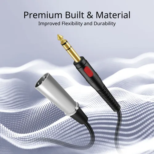 Vista 3 de TNP - Cable XLR macho a TRS de 1/4 de pulgada (3 pies), equilibrado de 0.250 in de pulgada a XLR macho de interconexión estéreo de audio chapado