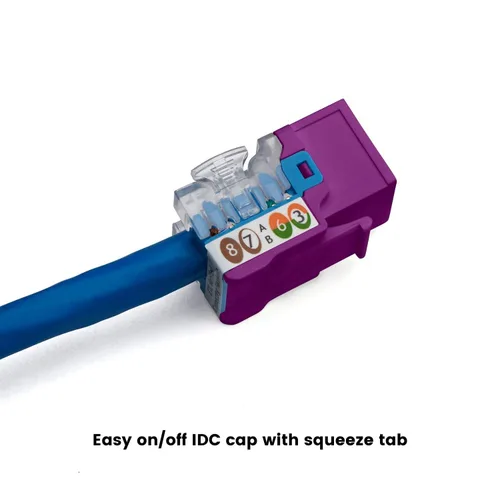 Vista 37 de TRUE CABLE Conector Keystone Cat5e, sin blindaje (UTP), perforado de 90 grados, PoE++ (4PPoE) 100W, certificación UL, verificado ETL, certificado