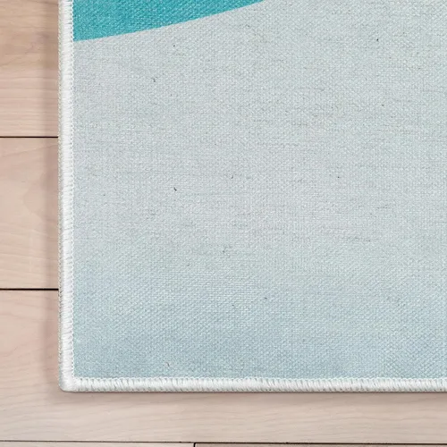 Vista 5 de Well Woven Kids Rugs - Alfombra curvada arcoíris de 3 pies 3 pulgadas x 5 pies, color azul multicolor