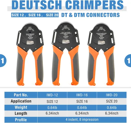 Vista 2 de iCrimp Deutsch - Kit de herramientas de crimpado de terminales de cierre y barril abierto, herramienta de extracción de Deutsch para conectores