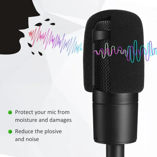 Vista 5 de Soporte de micrófono de escritorio AT2020 actualizado, soporte de micrófono ajustable con soporte de choque y parabrisas de espuma para Audio