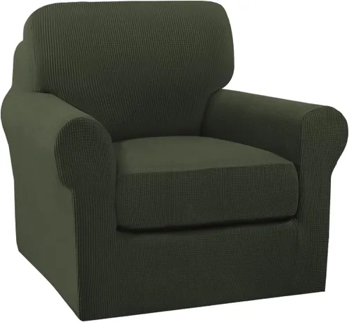 Vista 39 de Turquoize - Fundas de sillas de 2 piezas, fundas de sofá, funda de sillón con reposabrazos, protector lavable para sillas, tela jacquard gruesa Cian
