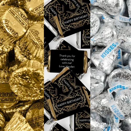 Vista 12 de Kit de 200 caramelos personalizados para cumpleaños número 50, regalos de fiesta de chocolate para invitados, suministros de bufé de dulces