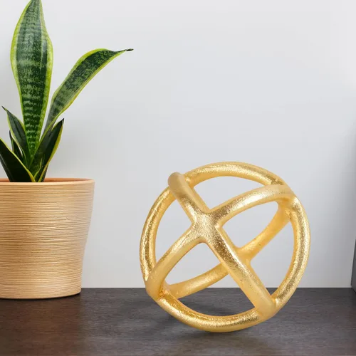 Vista 5 de Alpha Living Home Juego de 3 bolas decorativas decorativas, esferas de metal modernas para cuencos, bandejas, estantes, centro de mesa elegante