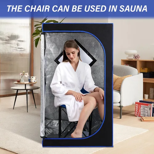 Vista 8 de ZONEMEL Silla portátil para sauna, plegado rápido, ideal para sauna, pesca, mochilas compactas ligeras, color azul