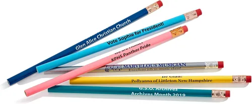 Vista 4 de Pencil Guy Lápices redondos personalizados promocionales Naranja