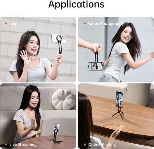 Vista 5 de ULANZI MA30 - Soporte magnético de trípode para iPhone - Maglock de aluminio para teléfono inteligente, mini trípode de bolsillo, soporte