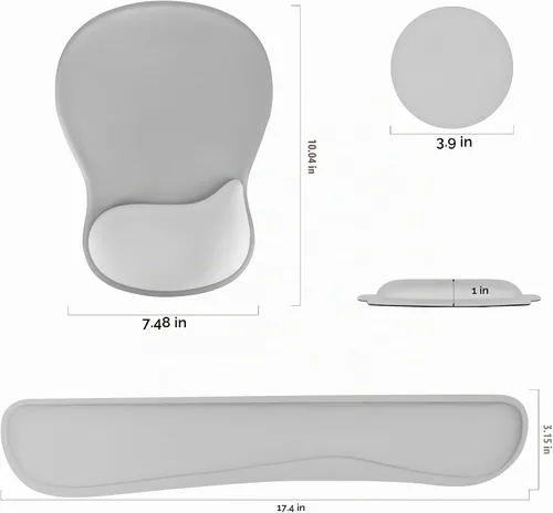 Vista 3 de Soporte de reposo para muñeca para conjunto de alfombrilla de ratón y teclado, posavasos circular, alfombrilla de ratón gaming, conjunto ergonómico