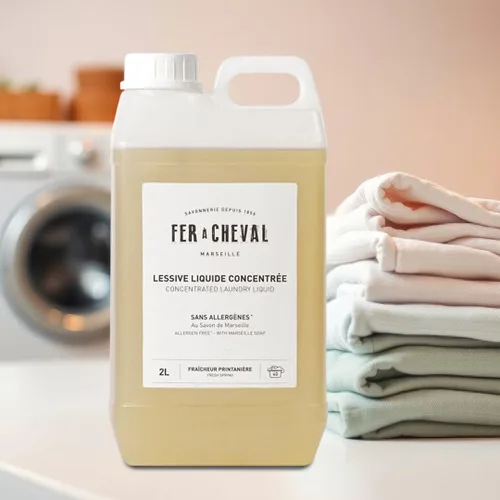 Vista 5 de Fer à Cheval Líquido concentrado para ropa sucia, libre de alérgenos con detergente líquido de Marsella, detergente de lavado orgánico, primavera